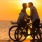 a man and woman on a bicycle