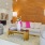 a room with a couch and a coffee table